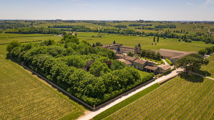 Fototapeta na wymiar Aerial view Montagne Saint-Emilion, Aquitaine, Bordeaux Wineyard