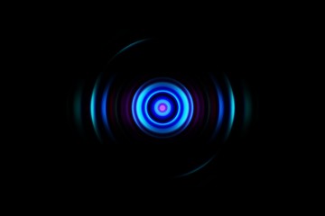 Abstract blue circle effect with sound waves oscillating, technology background