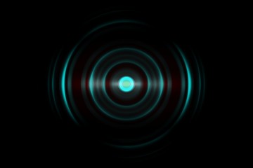 Abstract green circle effect with sound waves oscillating, technology background
