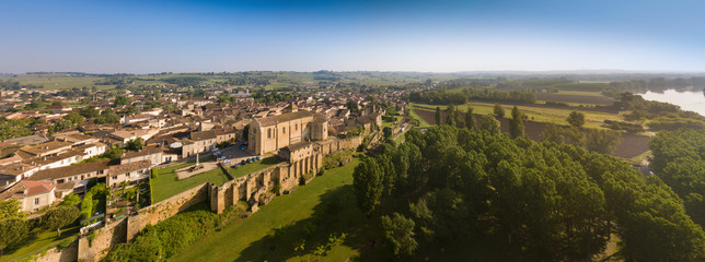 Aerial view of Saint-Macaire, Bordeaux region, Gironde