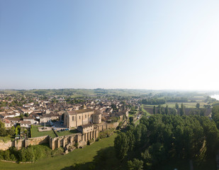 Fototapeta premium Aerial view of Saint-Macaire, Bordeaux region, Gironde