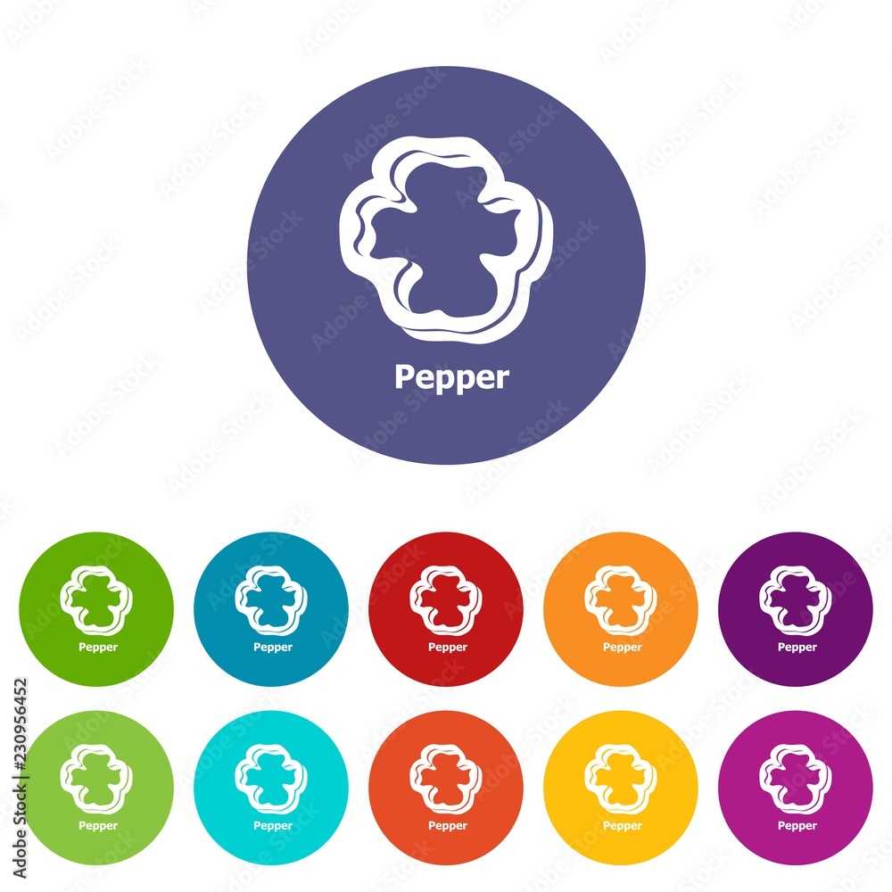 Poster pepper icons color set vector for any web design on white background