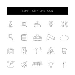Line icons set. Smart city pack. Vector illustration	