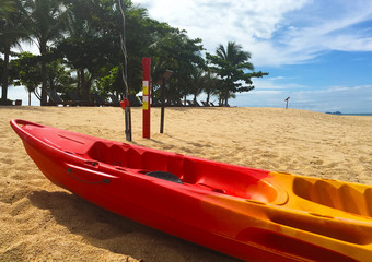 Red boat on the beach