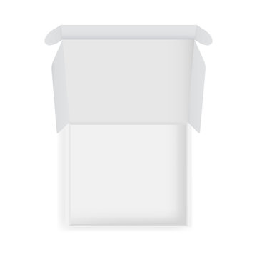 Opened Cardboard Packaging Box Mock Up - Top View. Vector Illustration