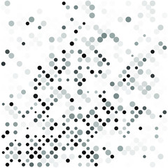 Grey White Background. Circles background. Random Dots. Grey and White shades. Grey background for your design. Digital. Mosaic effect. Halftone vector.