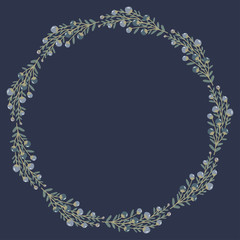 Christmas Wreath with Round Frame for Cards Design Vector Layout with Copyspace Can be use for Decorative Kit, Invitations, Greeting Cards, Blogs, Posters, Merry Christmas and Happy New Year.