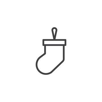 Christmas sock toy outline icon. linear style sign for mobile concept and web design. Xmas bauble simple line vector icon. Symbol, logo illustration. Pixel perfect vector graphics
