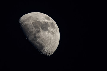 Half moon in skye with black background