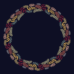 Christmas Wreath with Round Frame for Cards Design Vector Layout with Copyspace Can be use for Decorative Kit, Invitations, Greeting Cards, Blogs, Posters, Merry Christmas and Happy New Year.