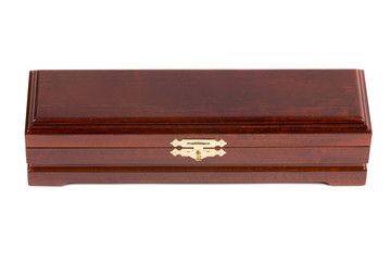 Gift vintage wooden case on white background