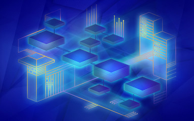 Blockchain network background. The concept represents the exchange of data on the Internet of things. Modern technology for the exchange of information between devices.