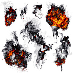 Fire explosion on white background