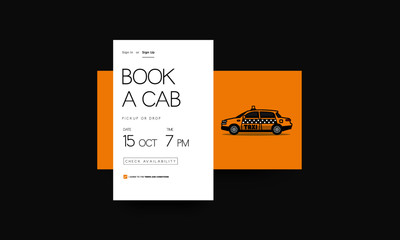 Sedan Cab Taxi Vector Illustration UX and UI For Phone Screen
