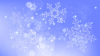 Snowflakes and festive lights - vector background with beautiful snowflakes that merrily shine and shimmer in color space