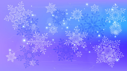 Snowflakes and festive lights - vector background with beautiful snowflakes that merrily shine and shimmer in color space