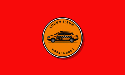 Sedan Cab Taxi Vector Illustration Badge Flat Style Design