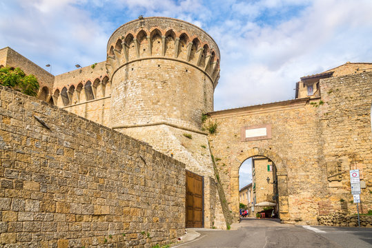 View at the Selci gate with Bastion of fortress in Volterra - Italy