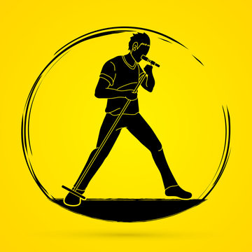 Singer sing a song Music band graphic vector