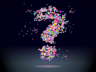 question mark made from confetti
