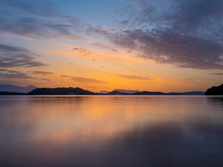 Fototapeta na wymiar Sunrise on the bay of Nidri in Lefkas island Greece