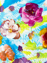 Abstract flowers, creative abstract hand painted background