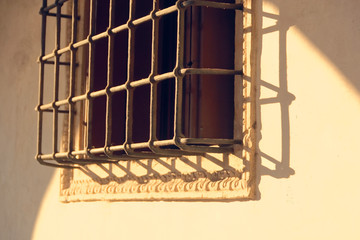 beautiful metal protective grille on the window.