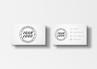 White business card stack on white desk 3D rendering