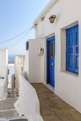 Serifos island with lovely whitewashed houses and blue doors. Cyclades, Greece © vivoo