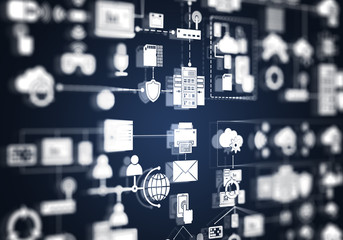 Technology background image with media interface as connection and networking idea