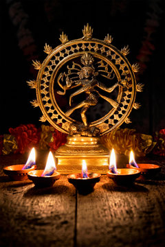 Shiva Nataraja with Diwali lights