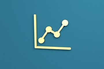 3D illustration of Trend, yellow color with blue background.