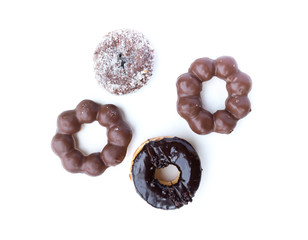 sweet chocolate donuts isolated on white background