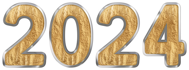 Inscription 2024 isolated on white background, 3d render