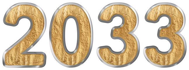 Inscription 2033 isolated on white background, 3d render