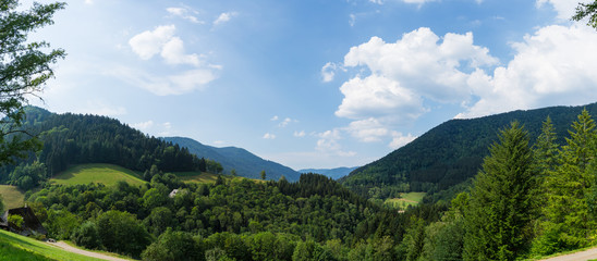 Germany, XXL panorama scenic view in black forest nature reserve landscape