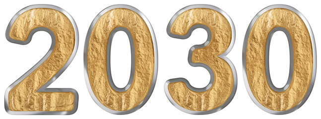 Inscription 2030 isolated on white background, 3d render