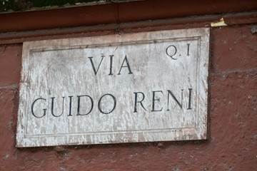 Via Guido Reni, Rome, Italy, Street sign