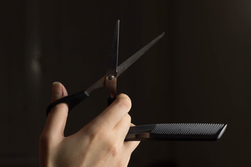 Barber set with tools and equipment, isolated