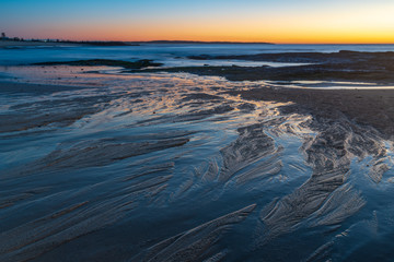 Sunrise at Blue Bay, Australia. reflections and sand formation on the Central Coast.