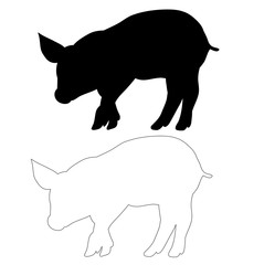 silhouette of a pig, isolated, outline