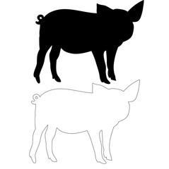 silhouette of a pig, isolated, outline