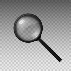 Magnifying glass. Realistic vector illustration. Isolated on a transparent background.
