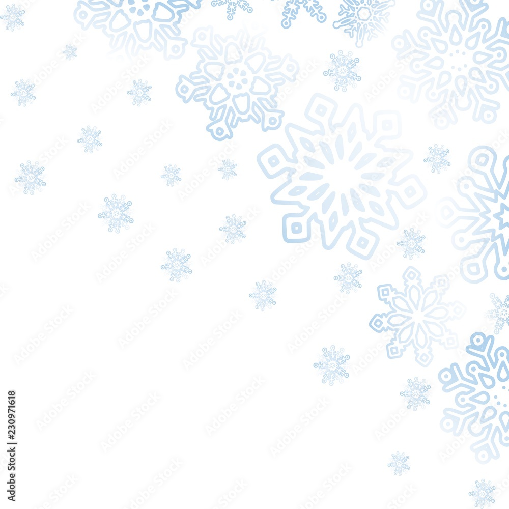 Poster Winter background with various  snowflakes. Vector graphic pattern.