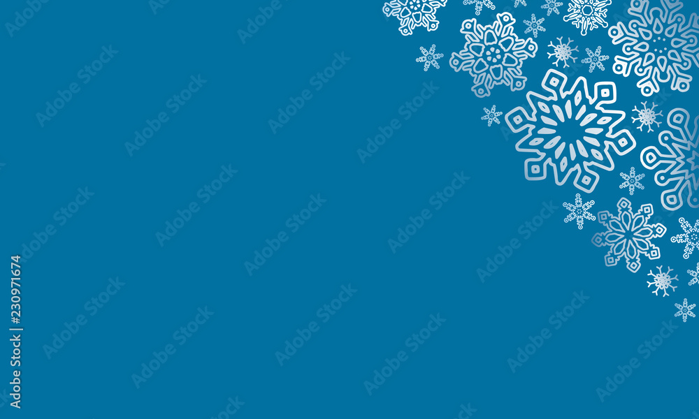 Poster Winter background with various  snowflakes. Vector graphic pattern.