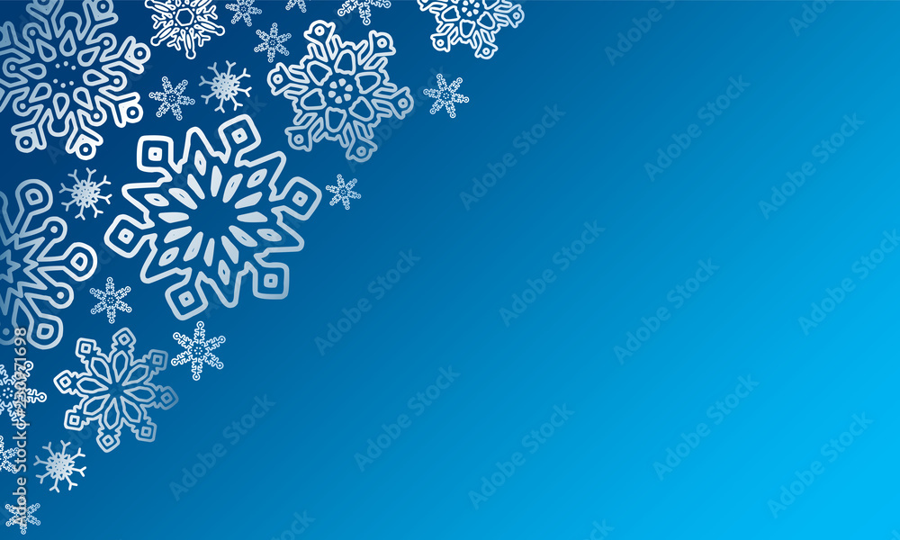 Poster Winter background with various  snowflakes. Vector graphic pattern.