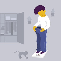 Lung Cancer awareness. Symptom. Weight loss. Infographic. Vector illustration. Healthcare poster or banner template.
