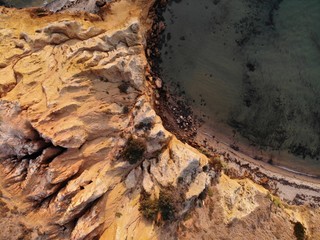 Obraz na płótnie Canvas Arial view of rocky coastline