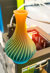 vase closeup object printed 3d printer close-up. Progressive modern additive technology 4.0...