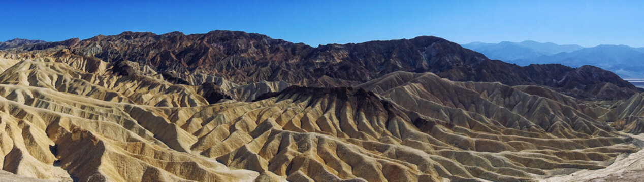 Panoramic view of desert at Zabriskie Point, Death Valley National Park, California, USA